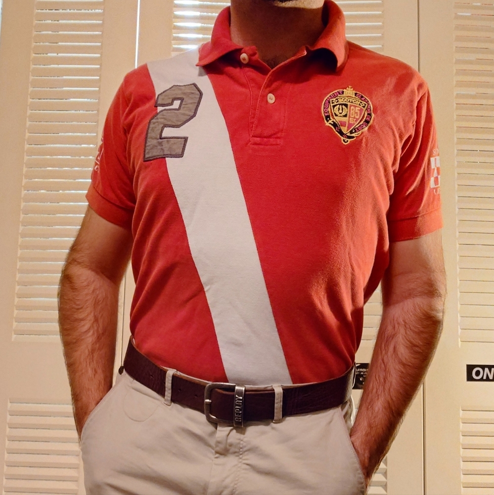 Vintage SCOTCH & SODA Legacy Red Sailing 85 90s Y2K Sport Polo White Stripe